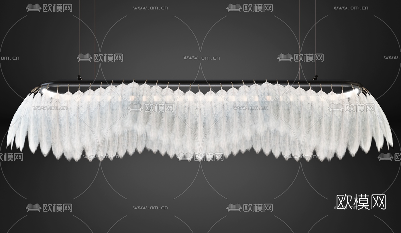 现代羽毛吊灯3d模型