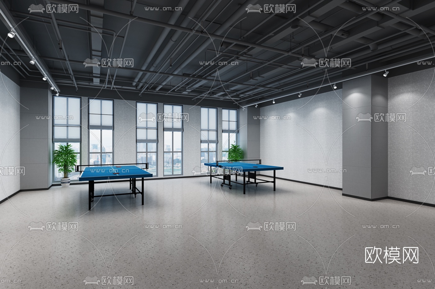 现代瑜伽室免费3d模型下载（渲染图2）