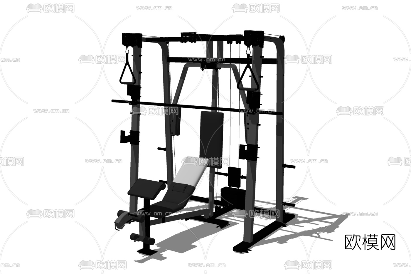 现代多功能健身设备免费su模型下载