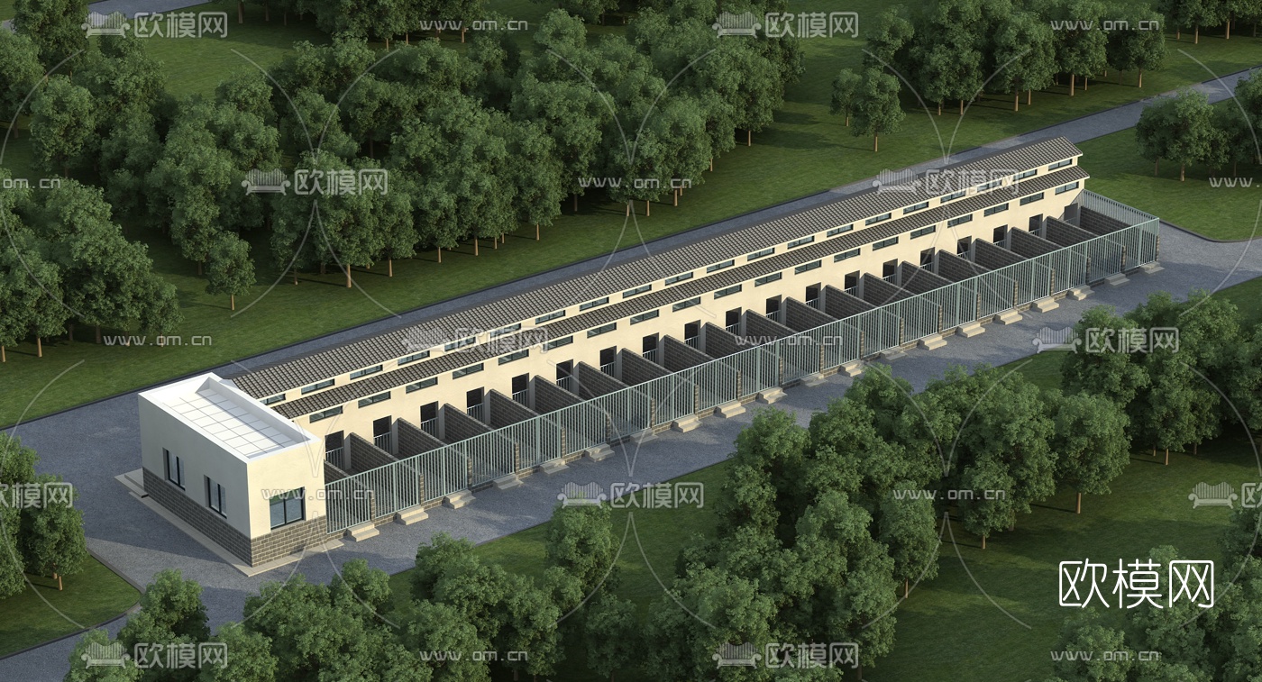 新中式犬舍鸟瞰3d模型下载