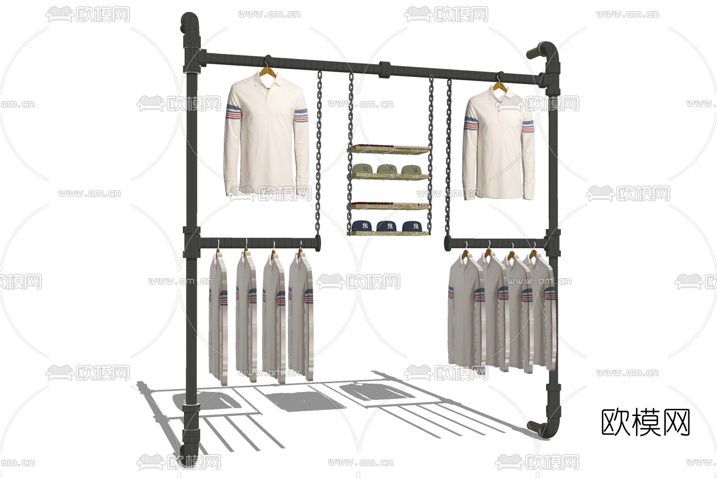 工业风金属衣架su模型下载