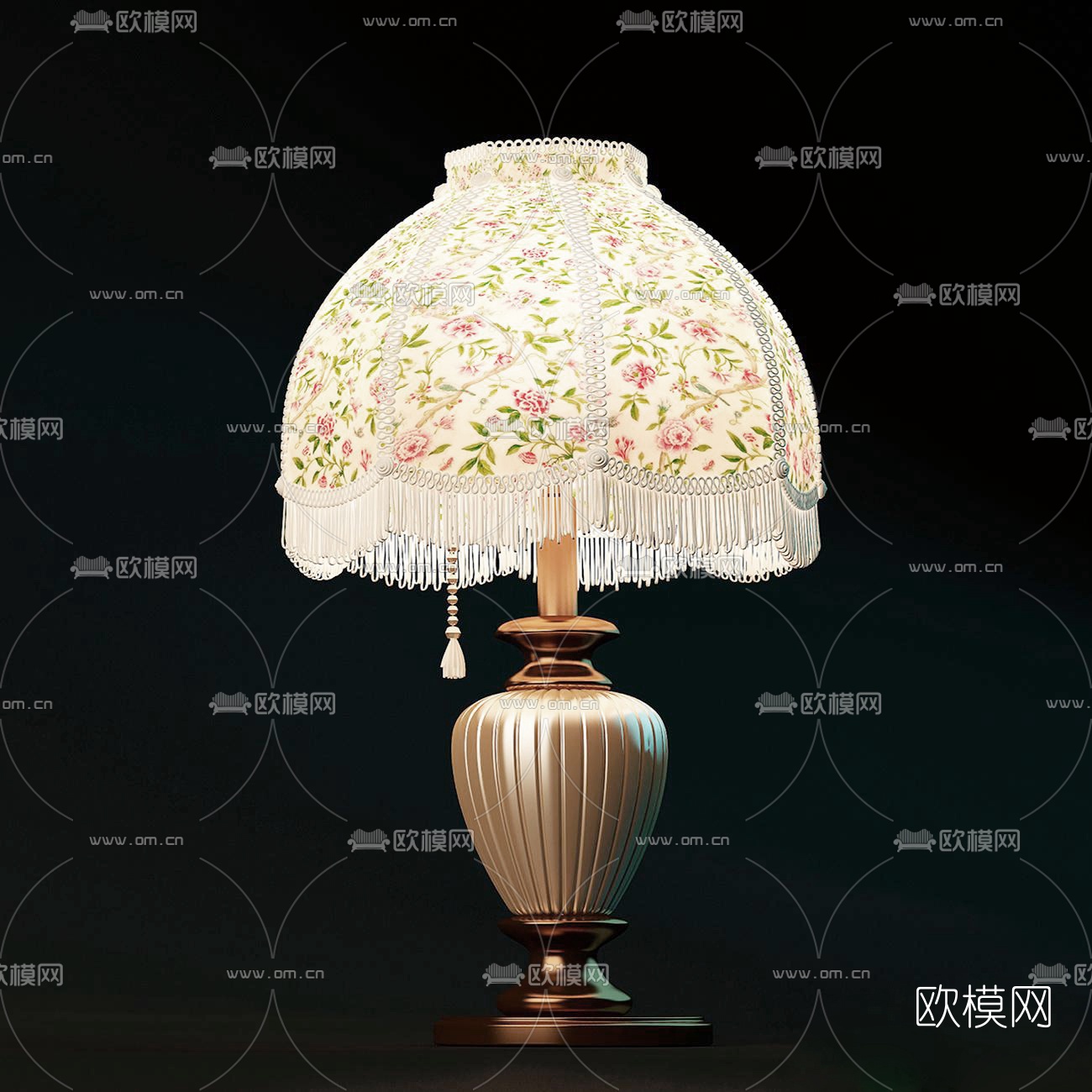 欧式田园复古台灯免费3d模型下载