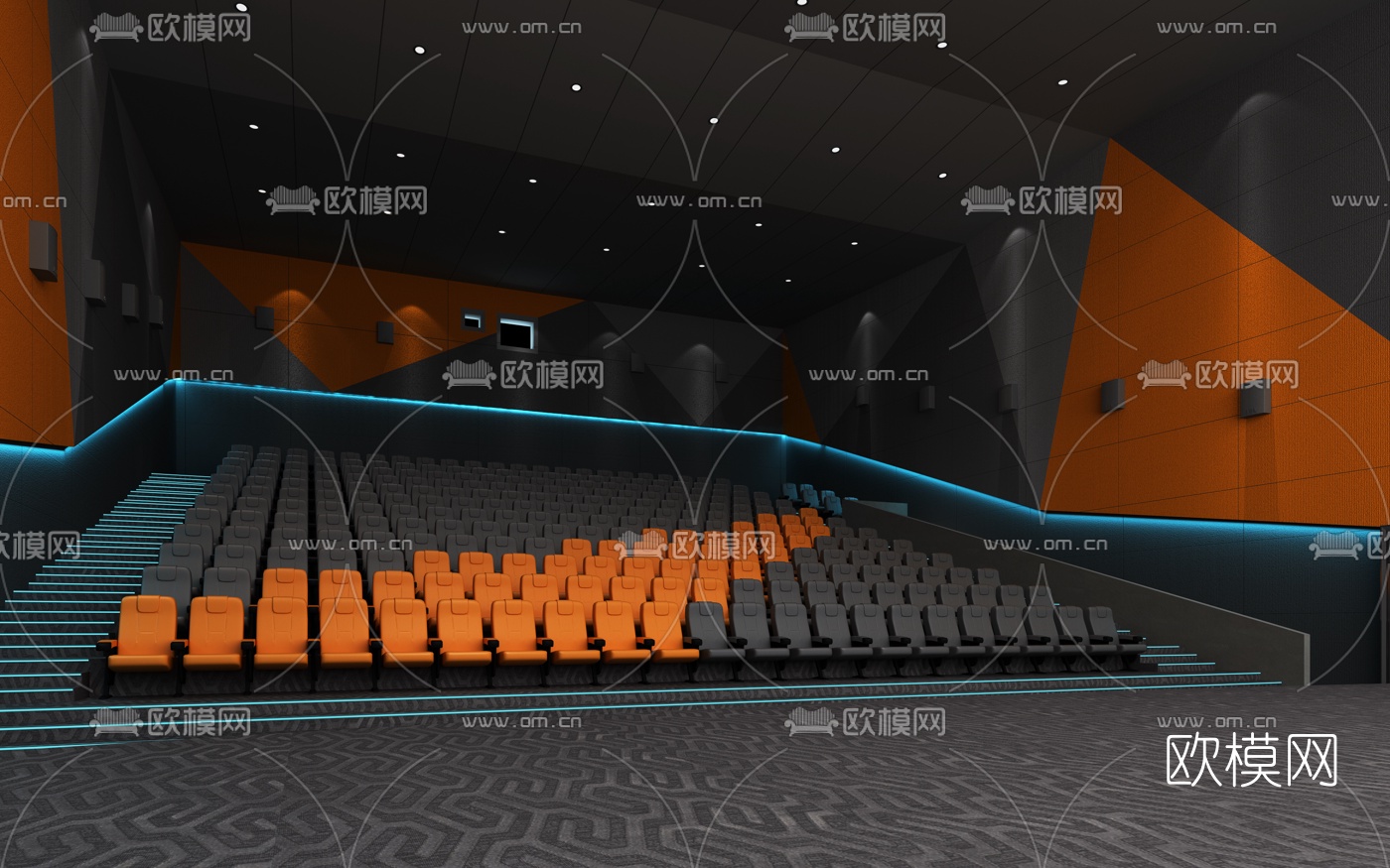 后现代电影院放映厅3d模型