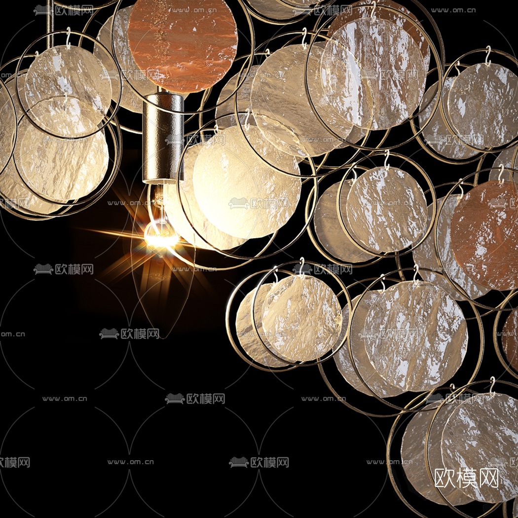 现代金属装饰吊灯3d模型下载（渲染图2）