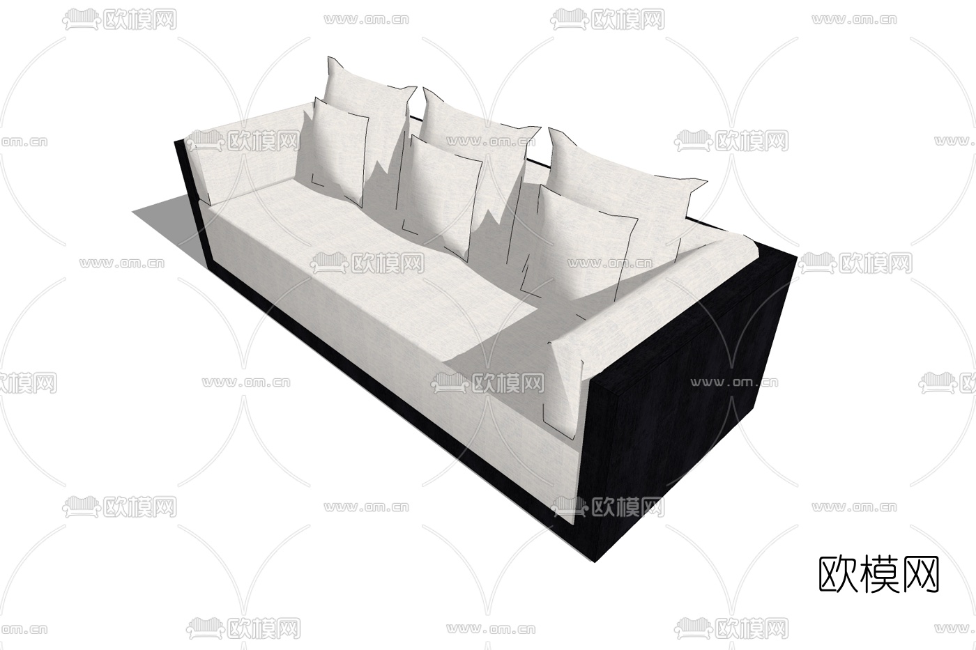 现代布艺多人沙发免费su模型下载