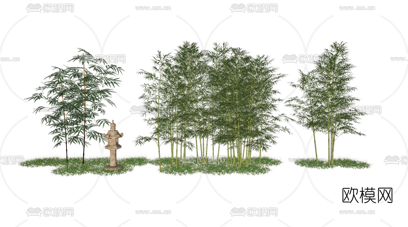 新中式竹子su模型下载