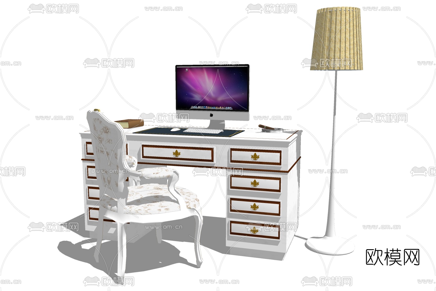 欧式电脑桌椅su模型下载