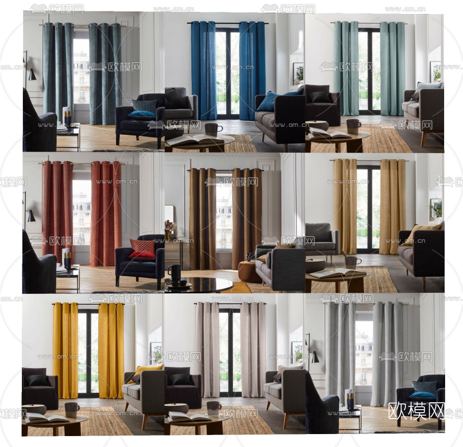 北欧窗帘su模型下载（渲染图1）