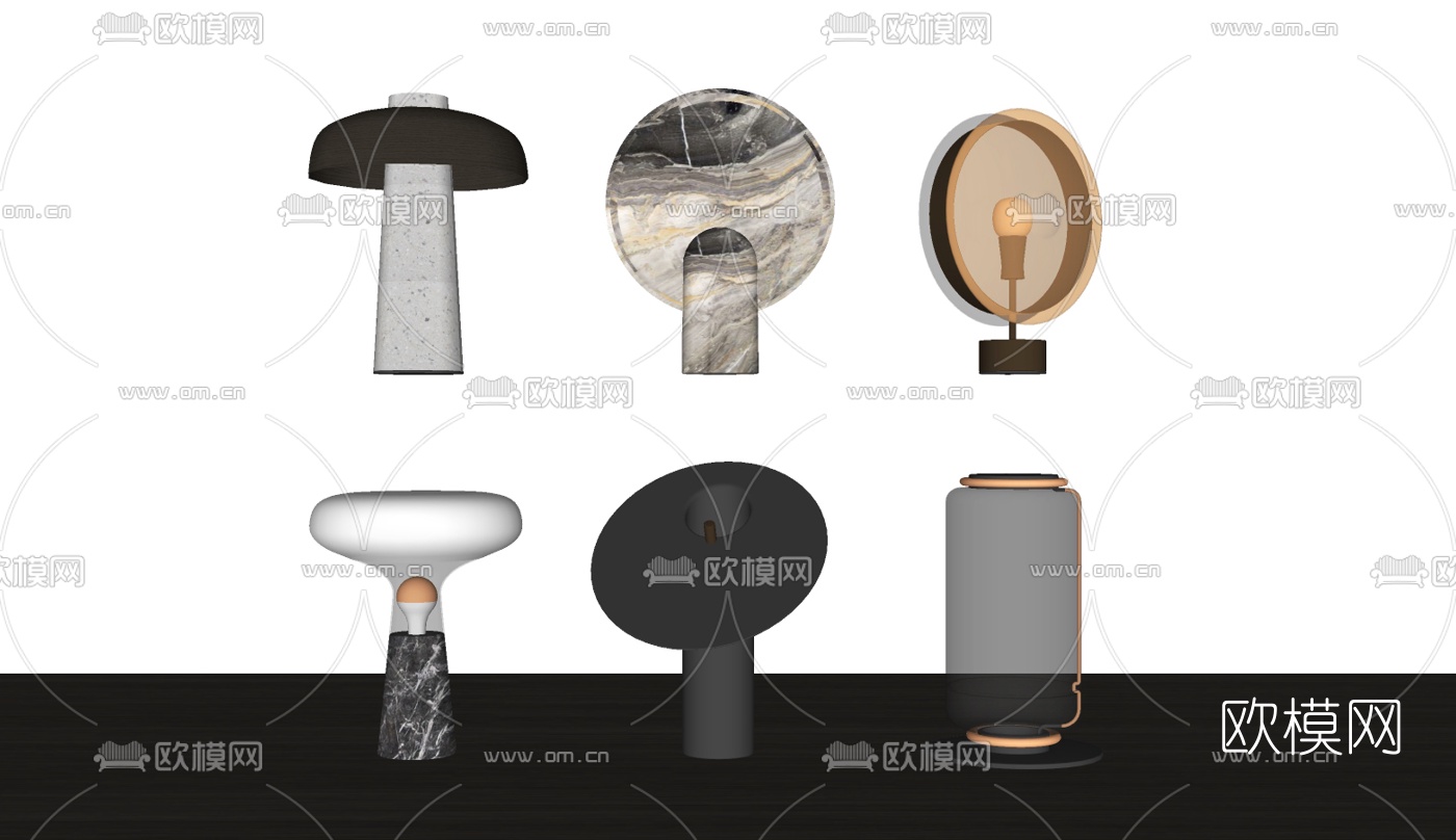 现代轻奢台灯su模型下载（渲染图2）