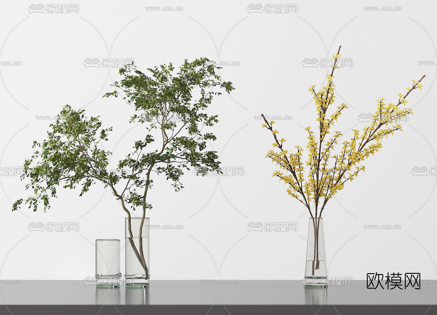 现代花瓶插花水生植物3d模型下载