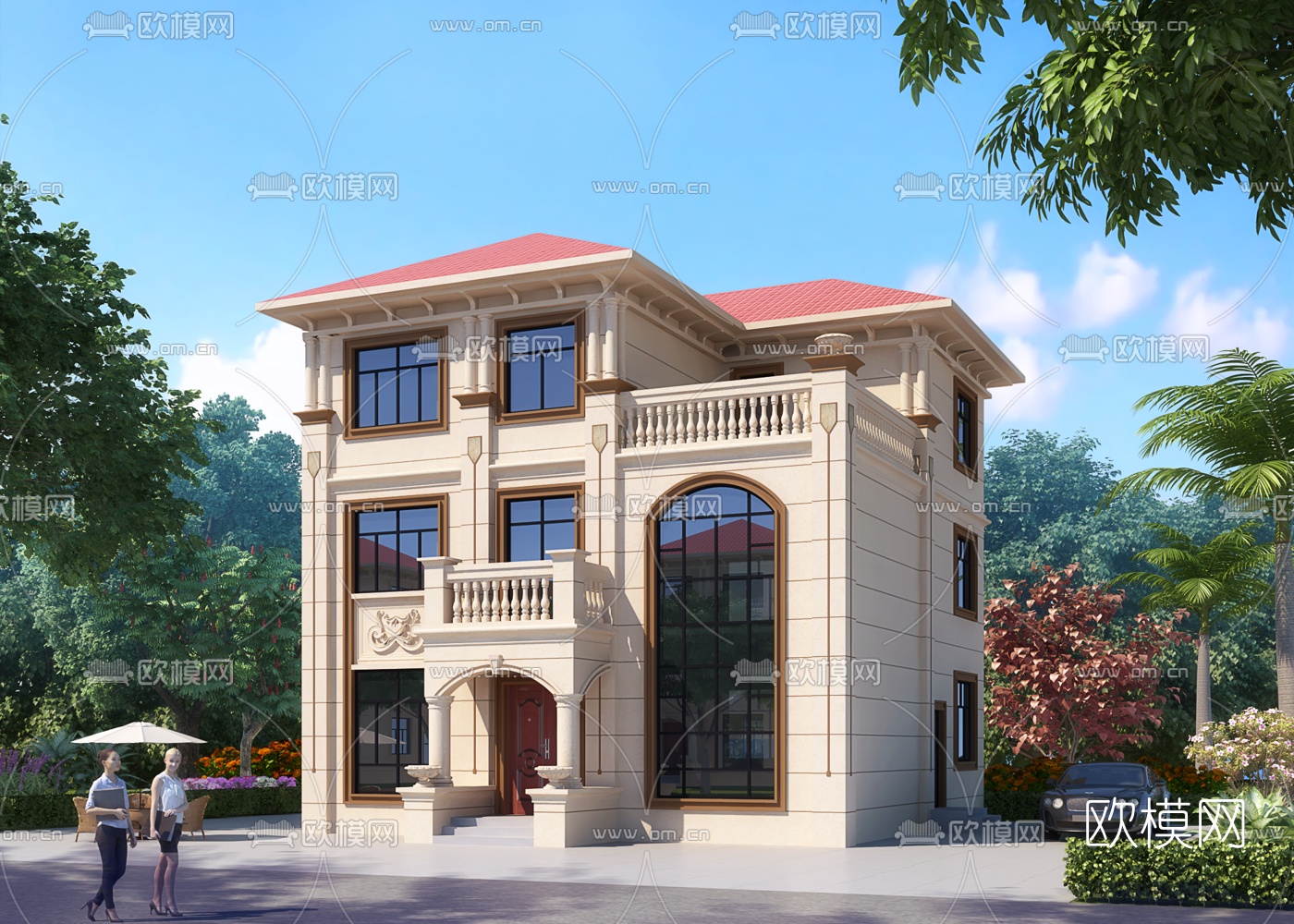 简欧独栋别墅外观3d模型