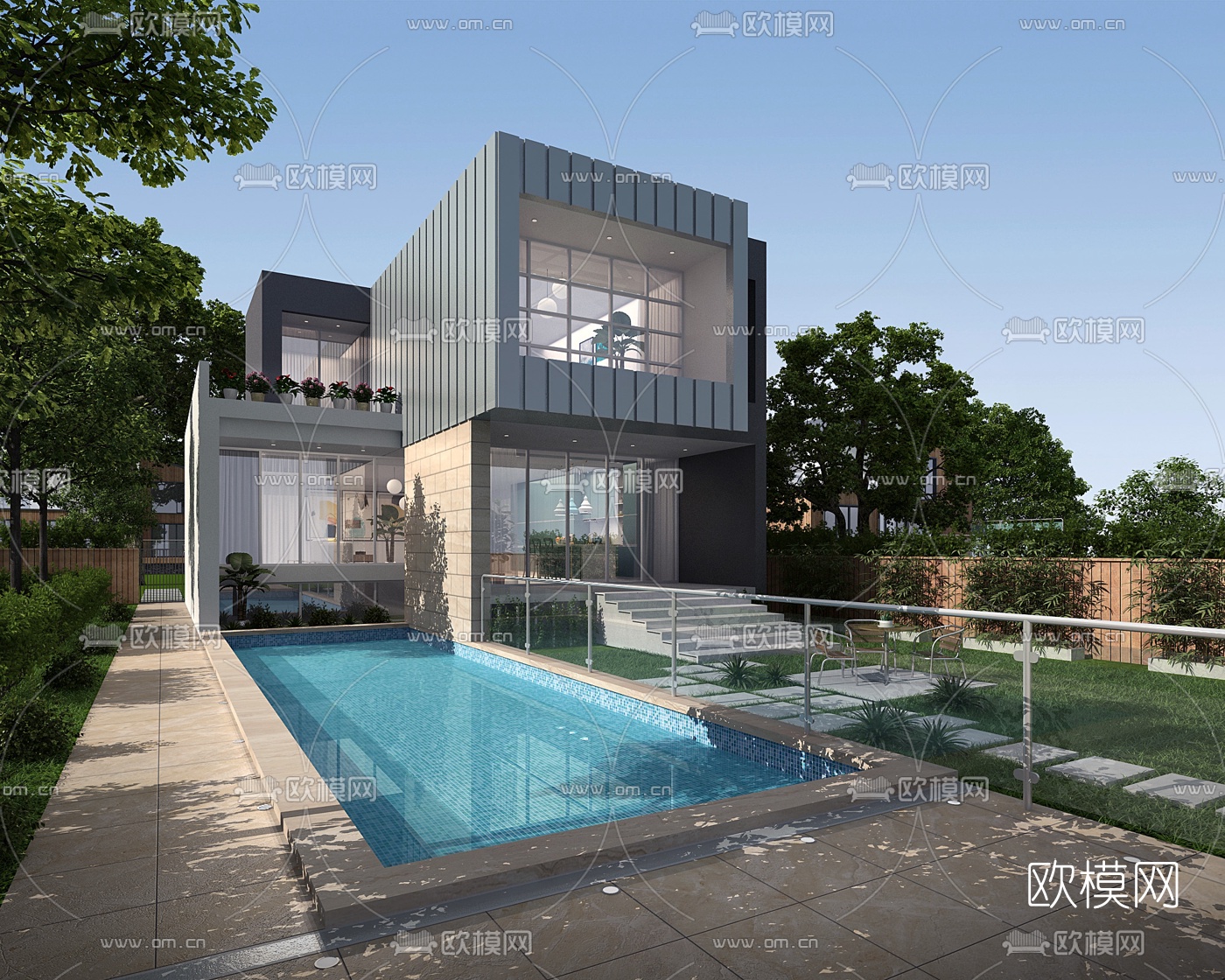 现代独栋别墅3d模型下载