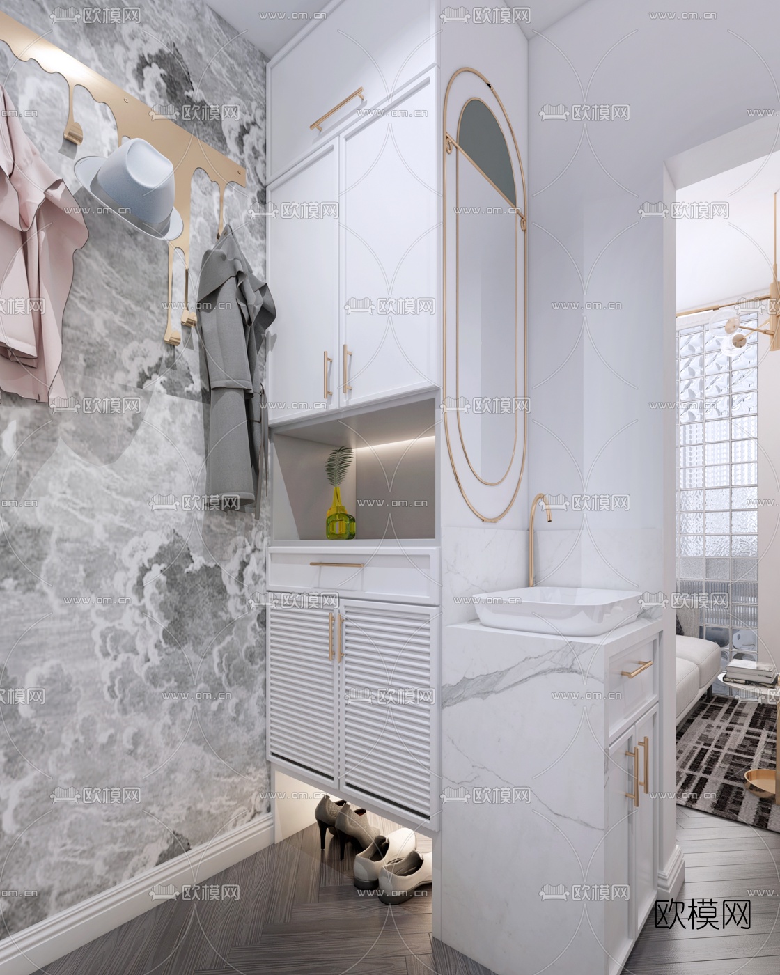 北欧公寓客厅免费3d模型下载（渲染图2）