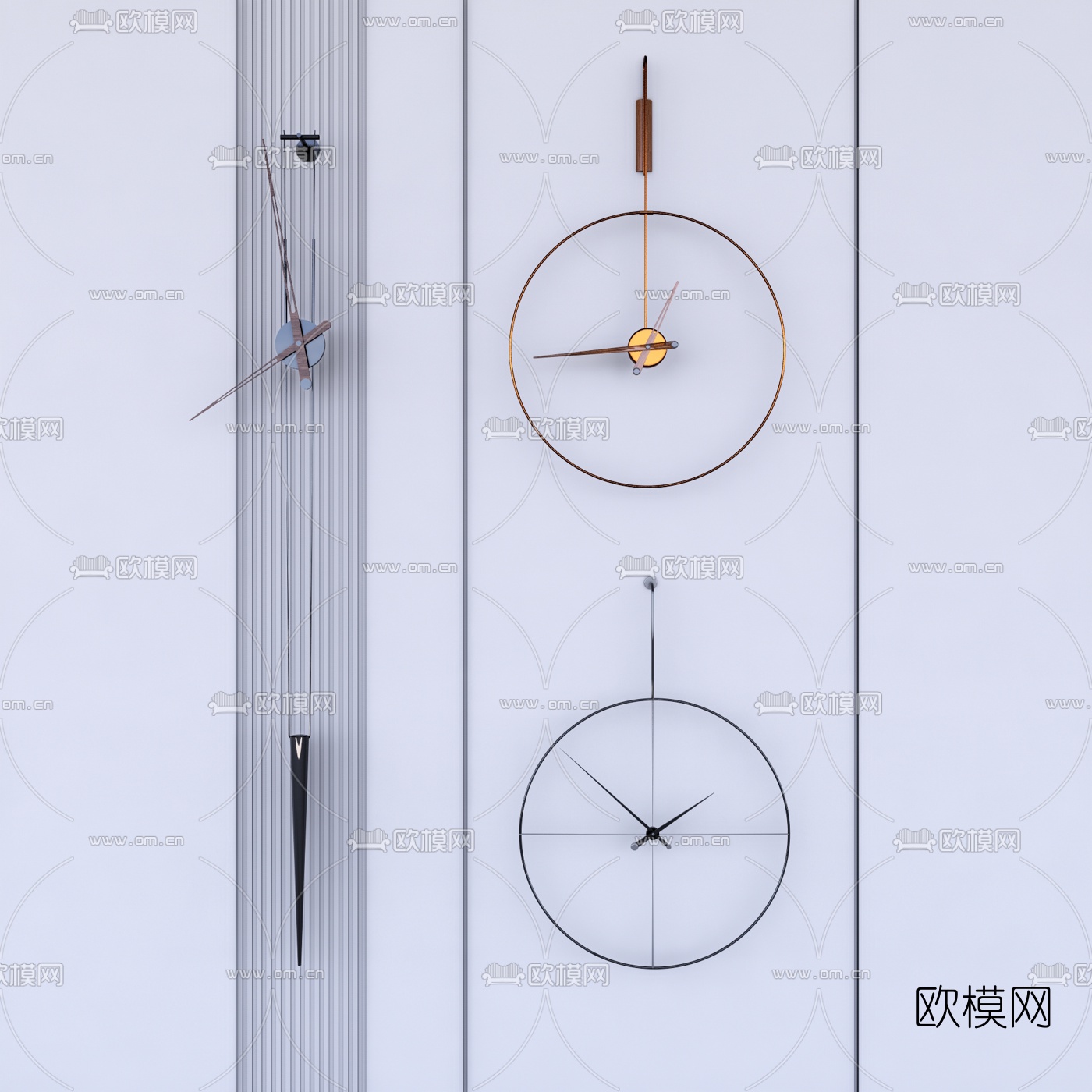 现代简约挂钟su模型