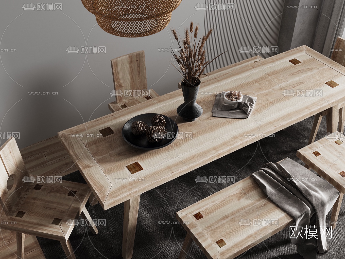 自然风餐厅3d模型下载（渲染图2）