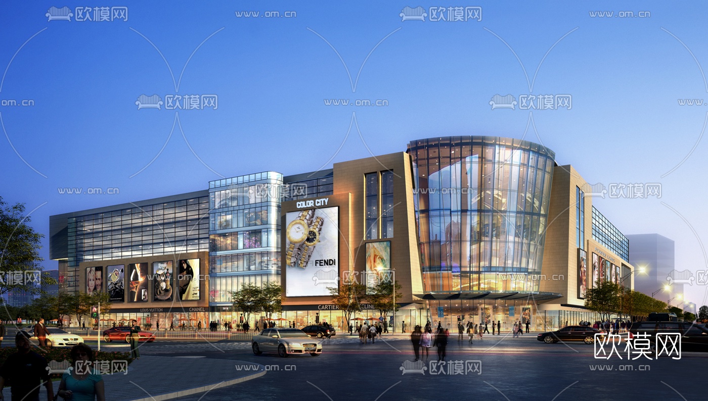 现代商业广场3d模型