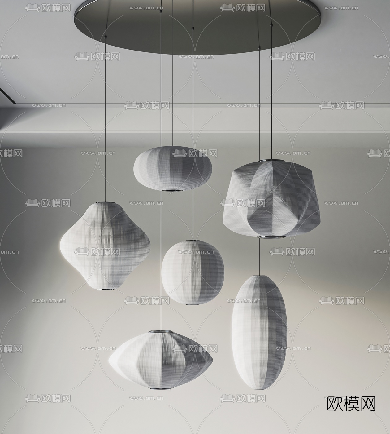 现代白色创意吊灯3d模型