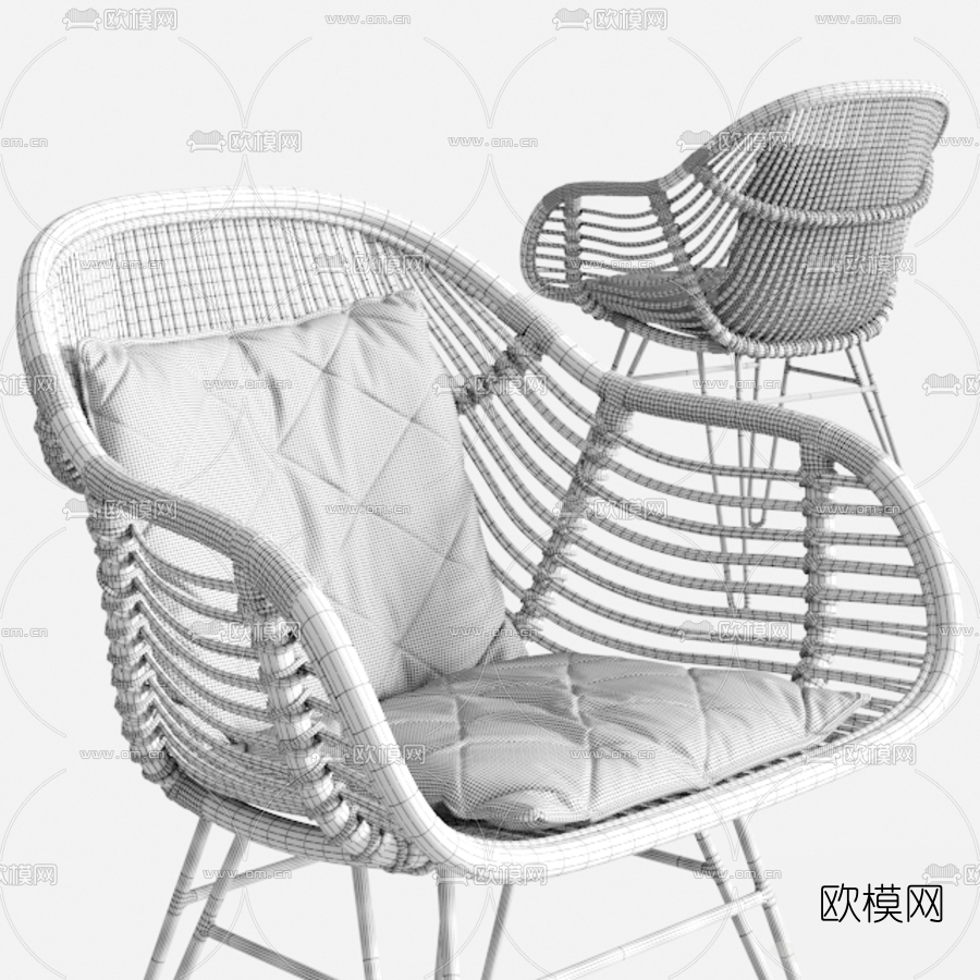 现代竹编休闲椅3d模型