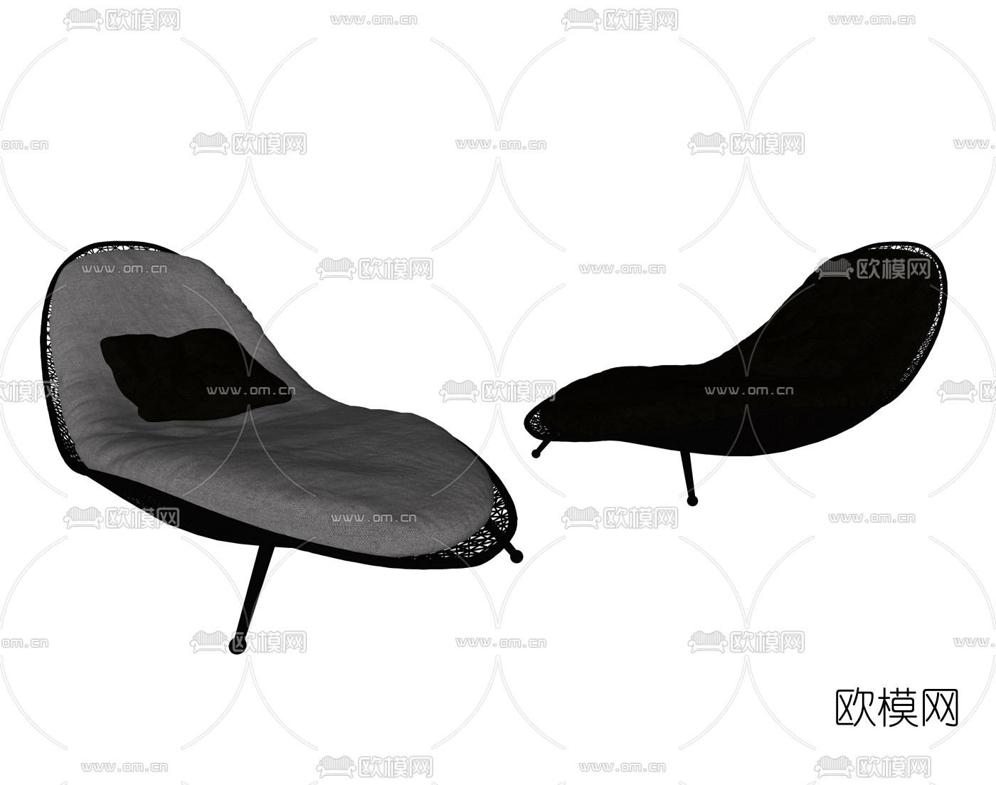 现代户外躺椅su模型下载（渲染图2）