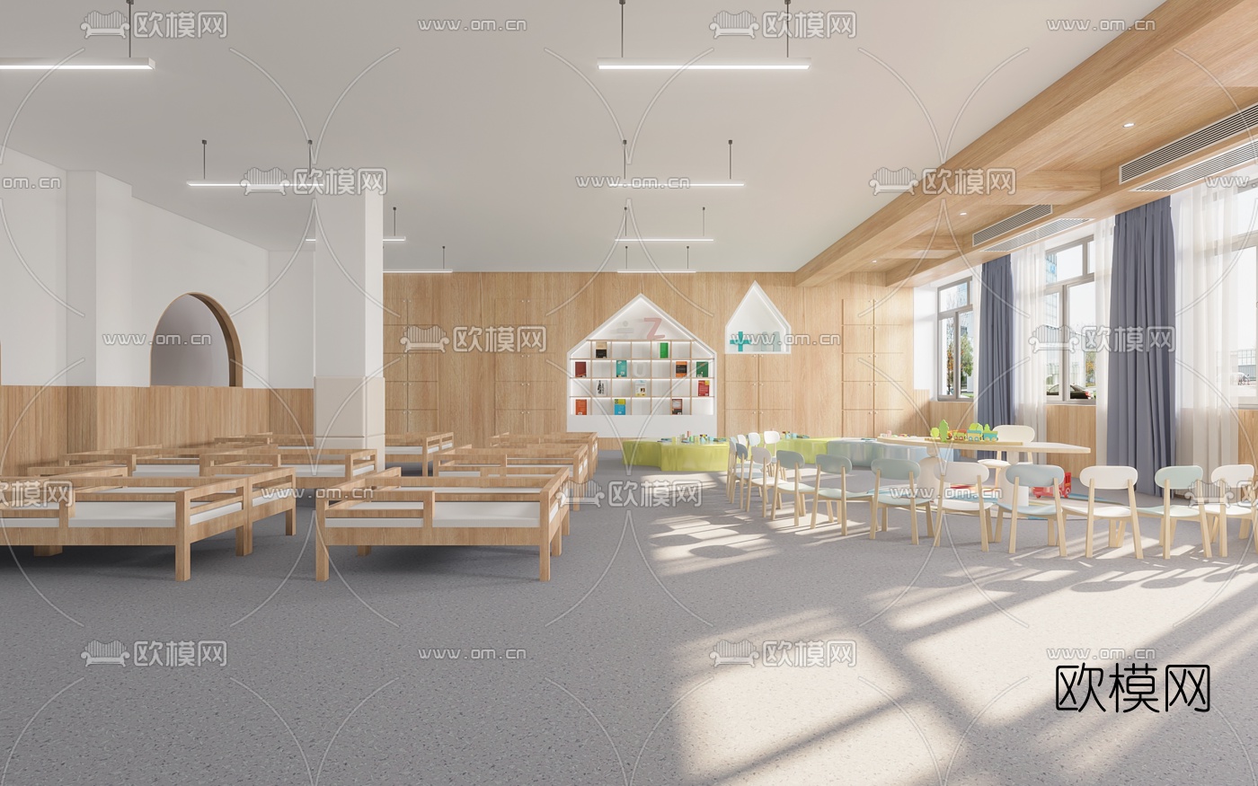 现代幼儿园休息活动区3d模型下载（渲染图2）