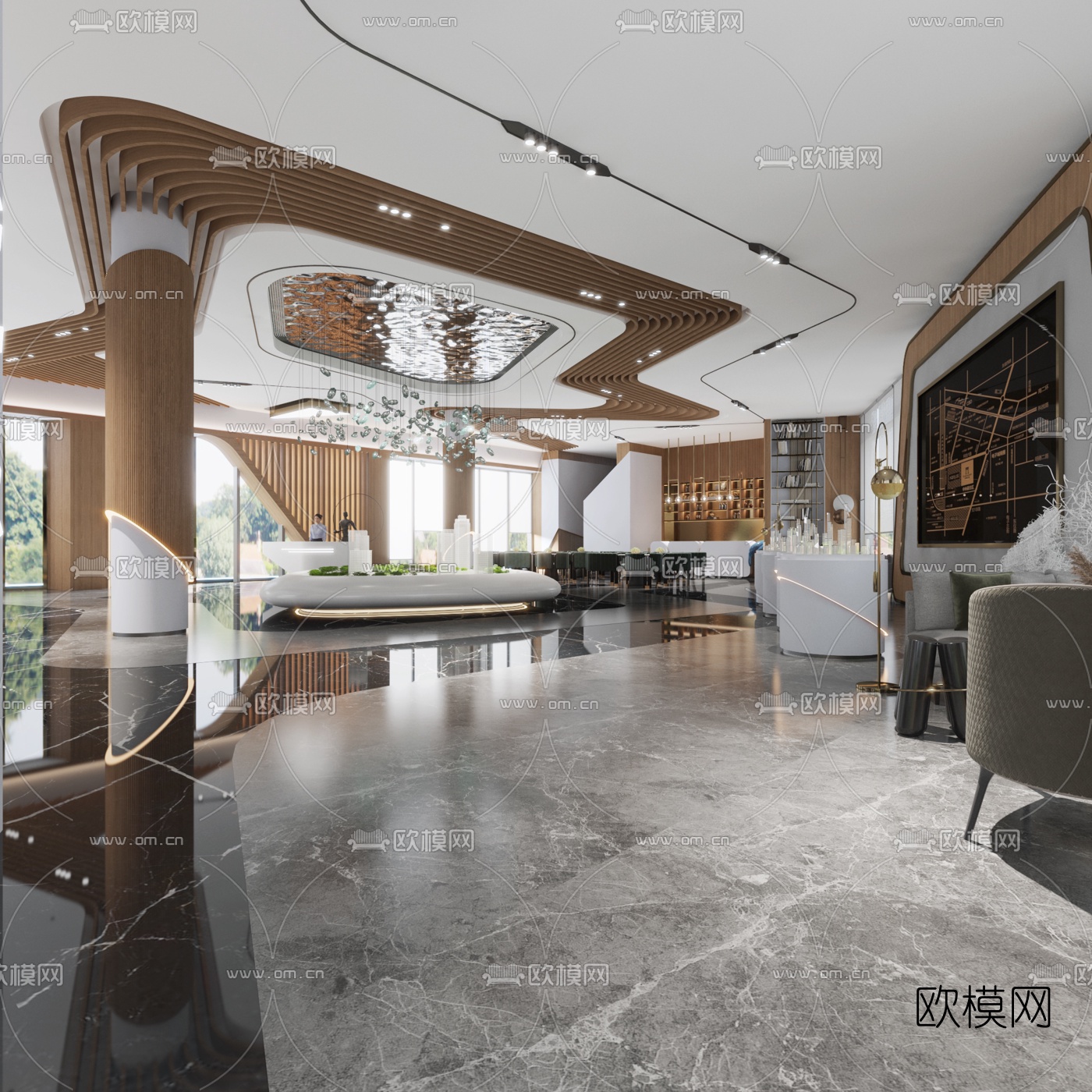 现代售楼部洽谈区3d模型