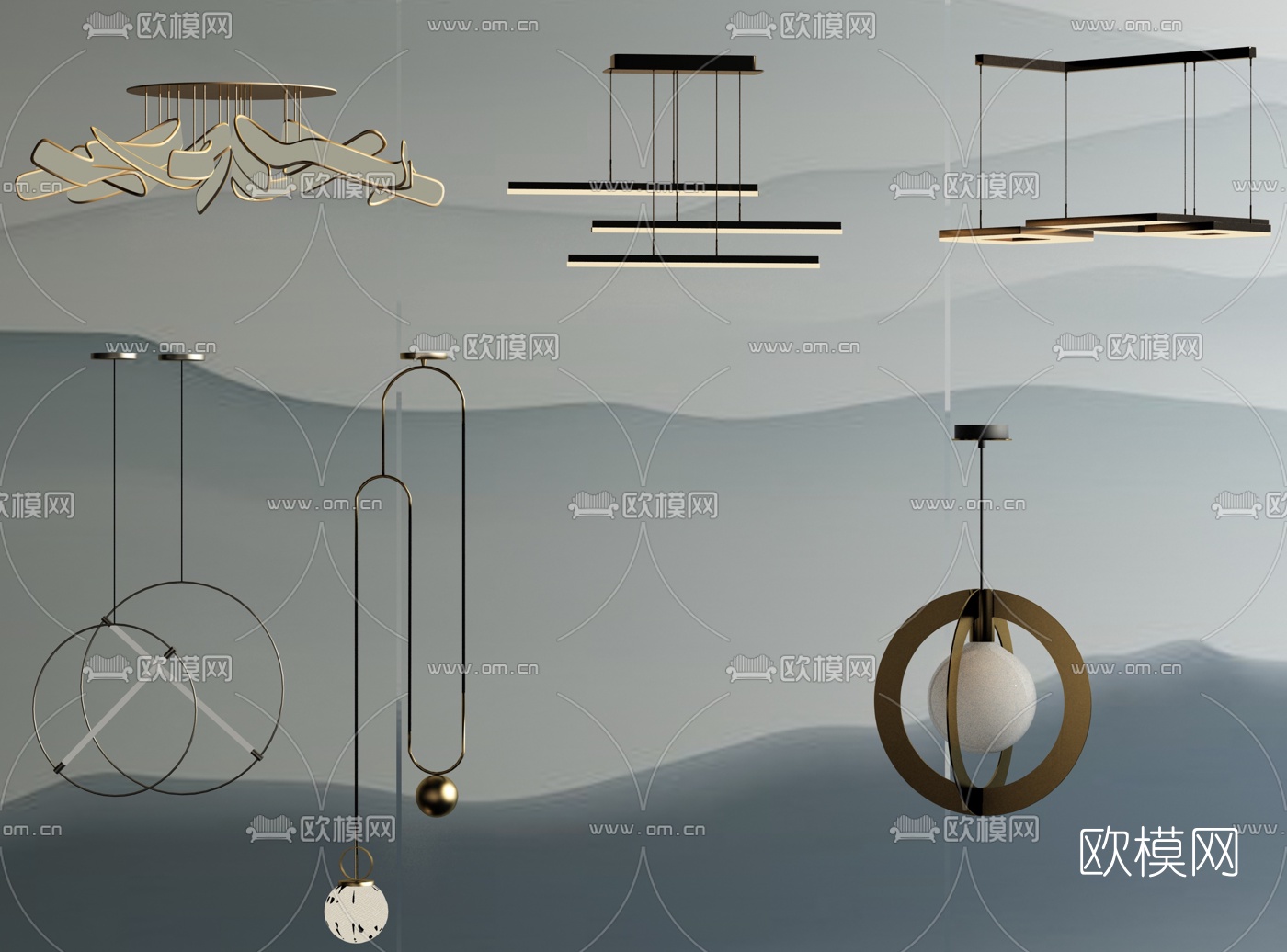 现代轻奢吊灯su模型下载