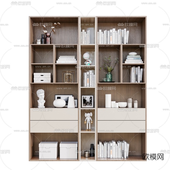 现代陈列柜书柜3d模型下载(渲染图3)