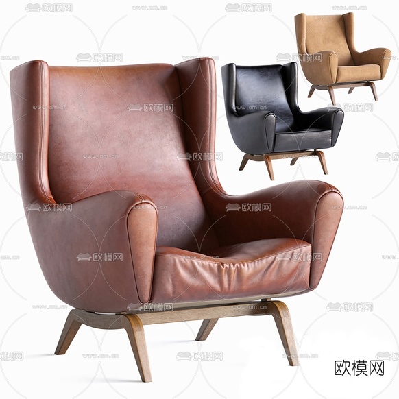 现代皮革休闲沙发3d模型下载