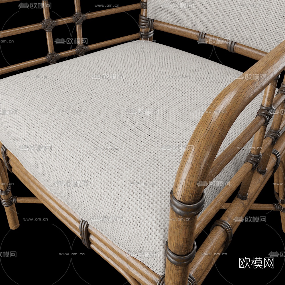 自然风竹编休闲椅3d模型