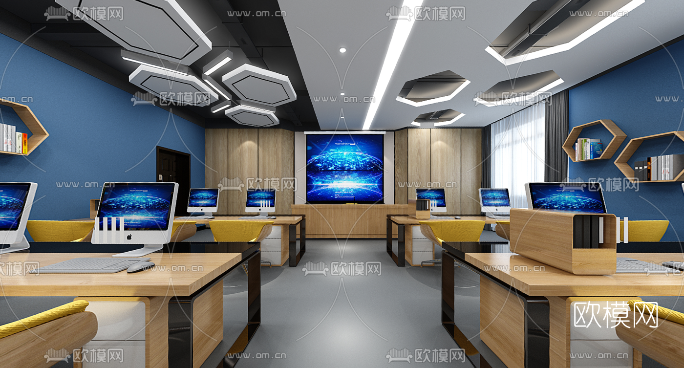 现代多媒体教室vr全景3d模型