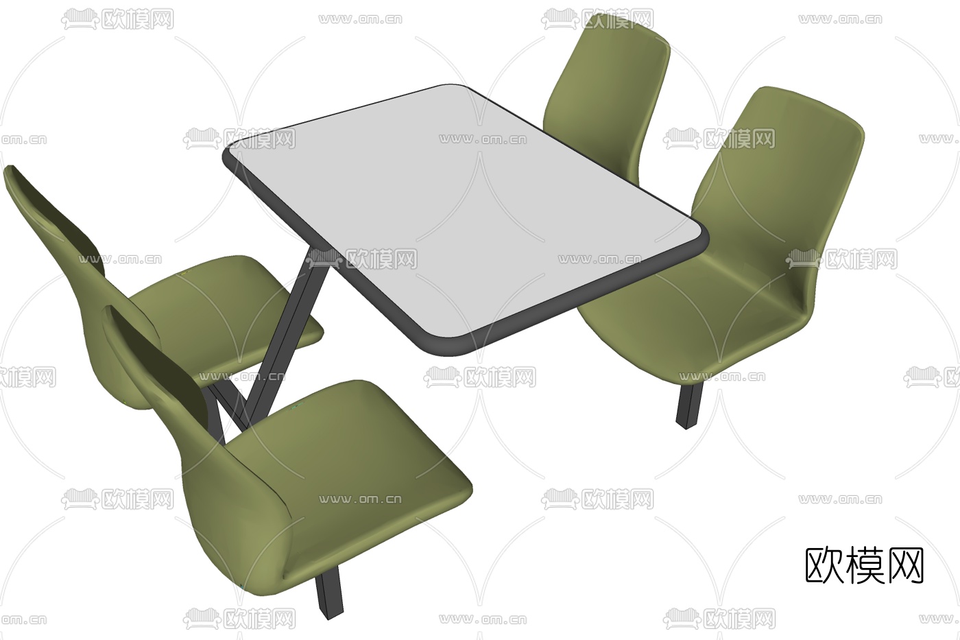 现代卡座餐桌椅免费su模型下载