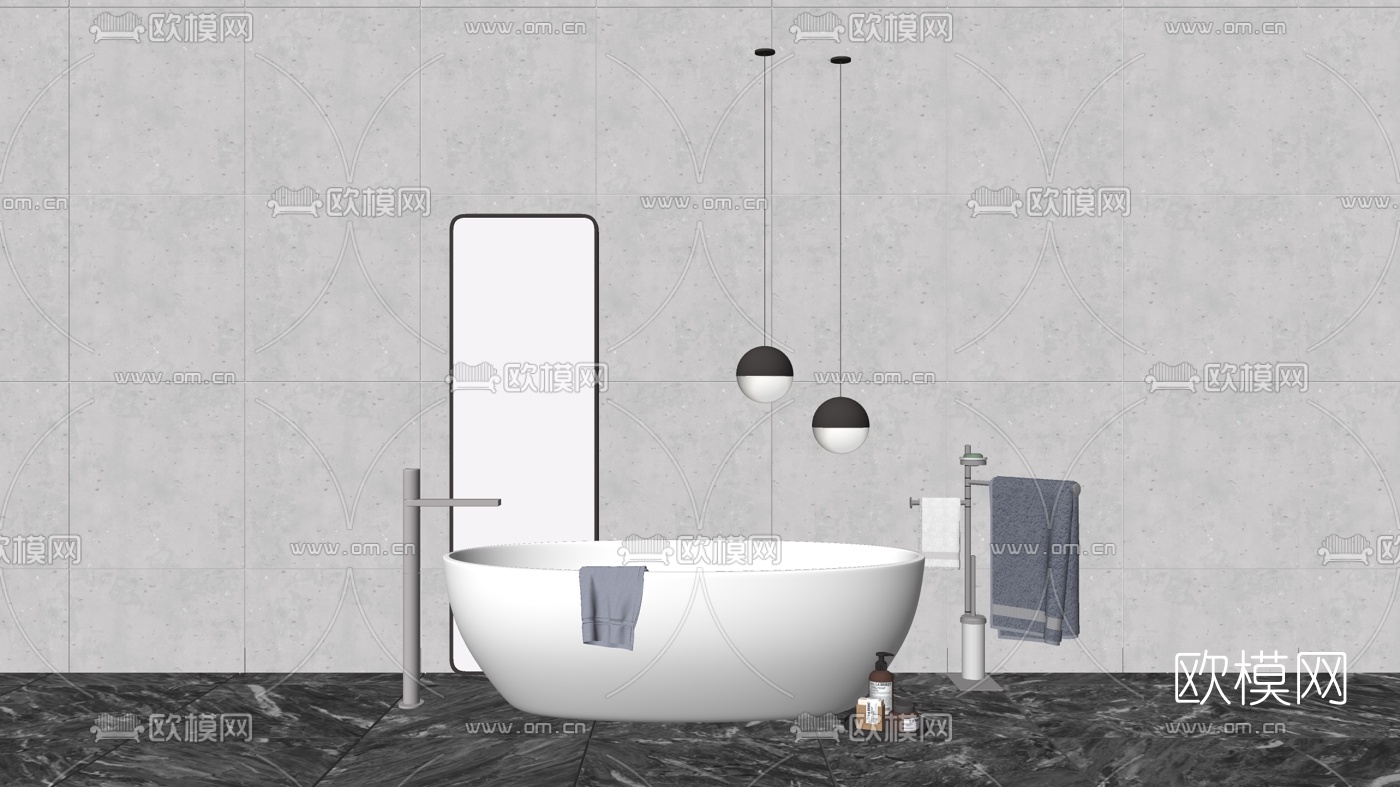 现代浴缸su模型下载