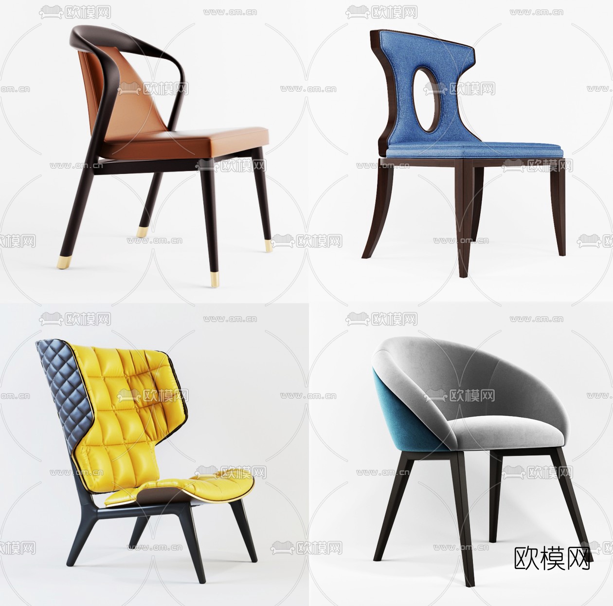 现代靠背休闲椅3d模型下载