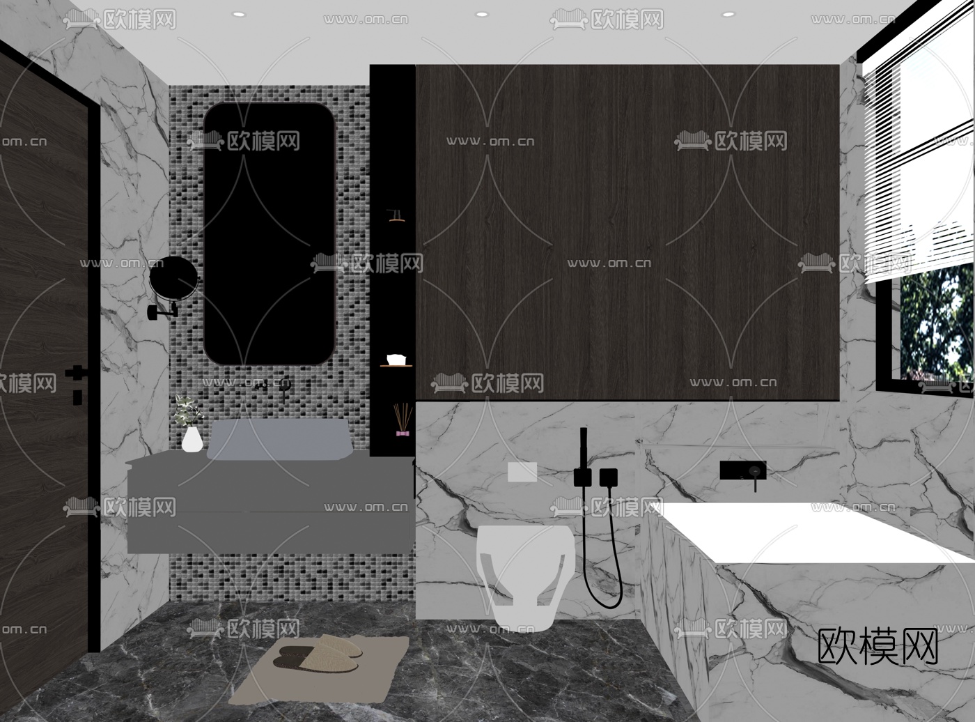 现代卫生间su模型下载（渲染图1）