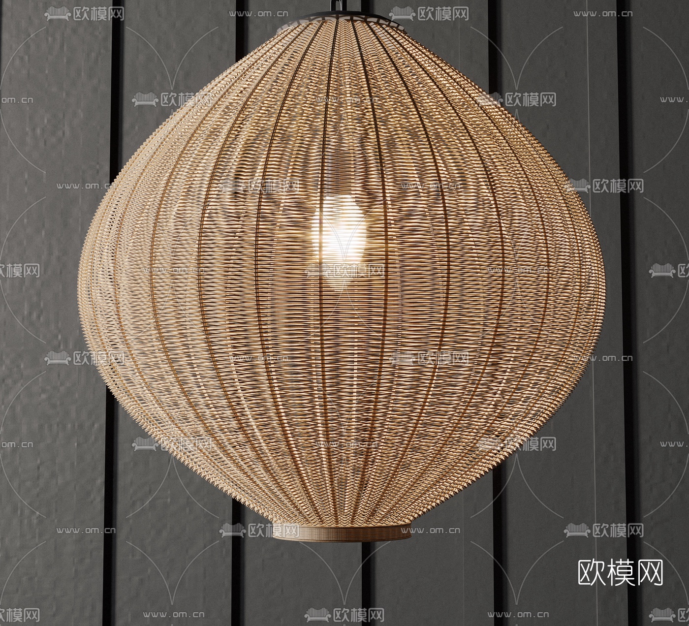 新中式藤编吊灯3d模型
