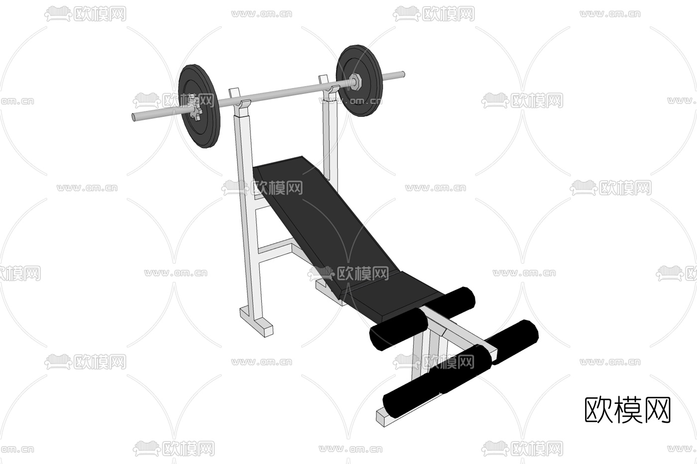 现代健身器材免费su模型下载