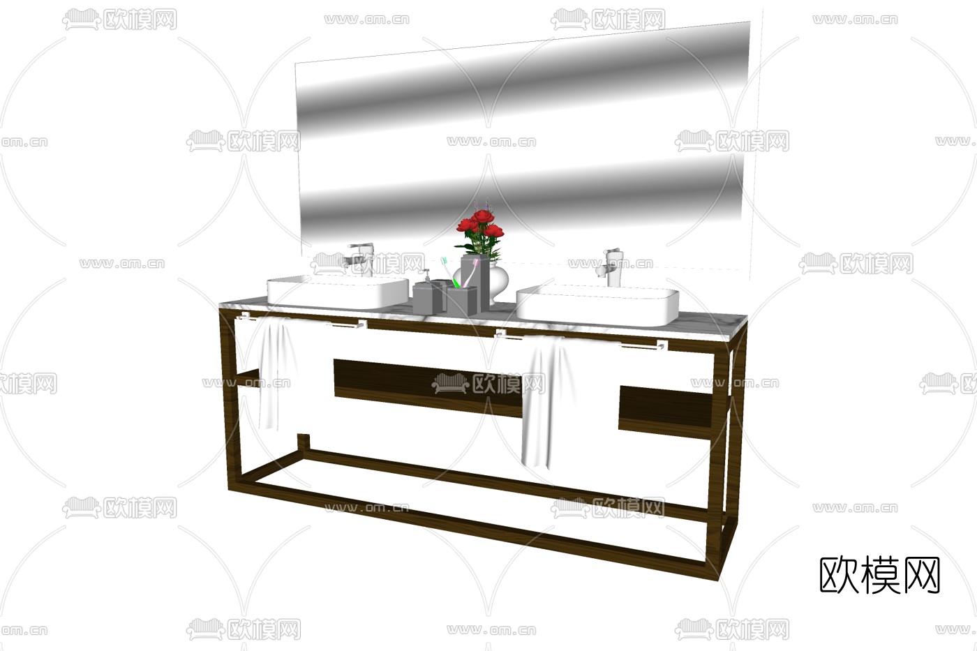 现代浴室洗手台su模型下载