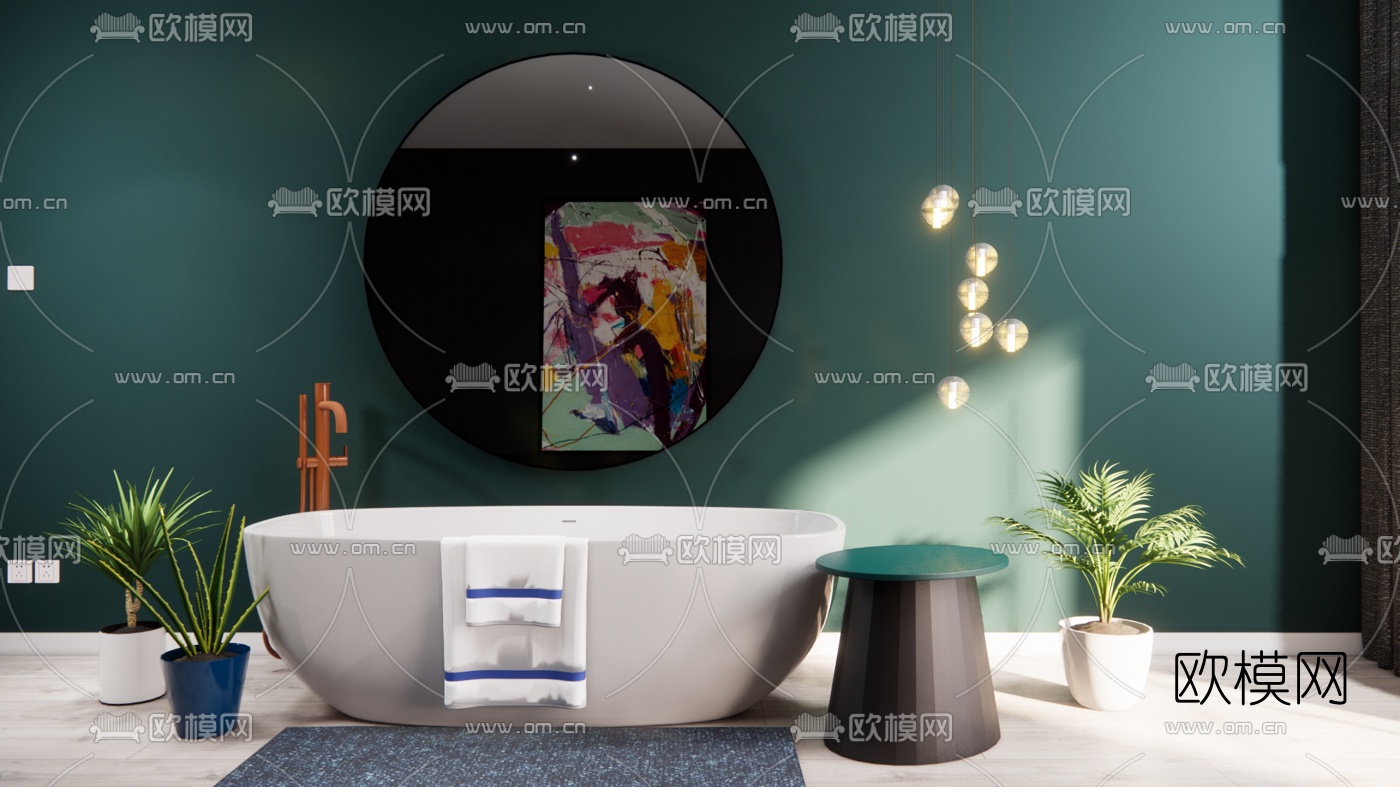 北欧浴缸su模型下载（渲染图1）