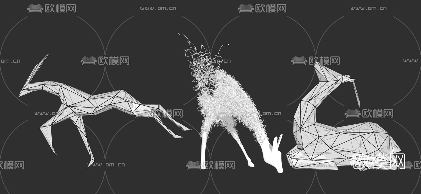 现代抽象鹿雕塑su模型