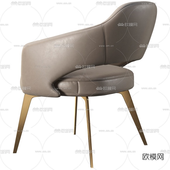 北欧皮革单人椅餐3d模型下载(渲染图4)