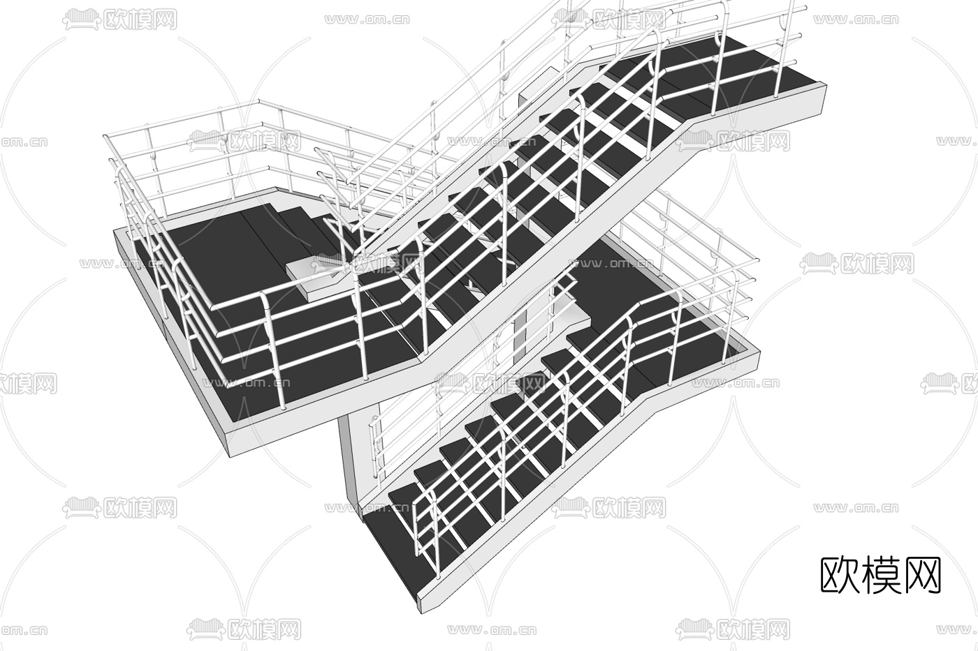 现代金属楼梯免费su模型下载