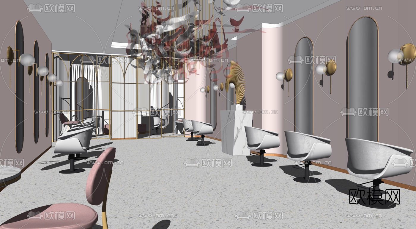 现代理发店美容院su模型下载