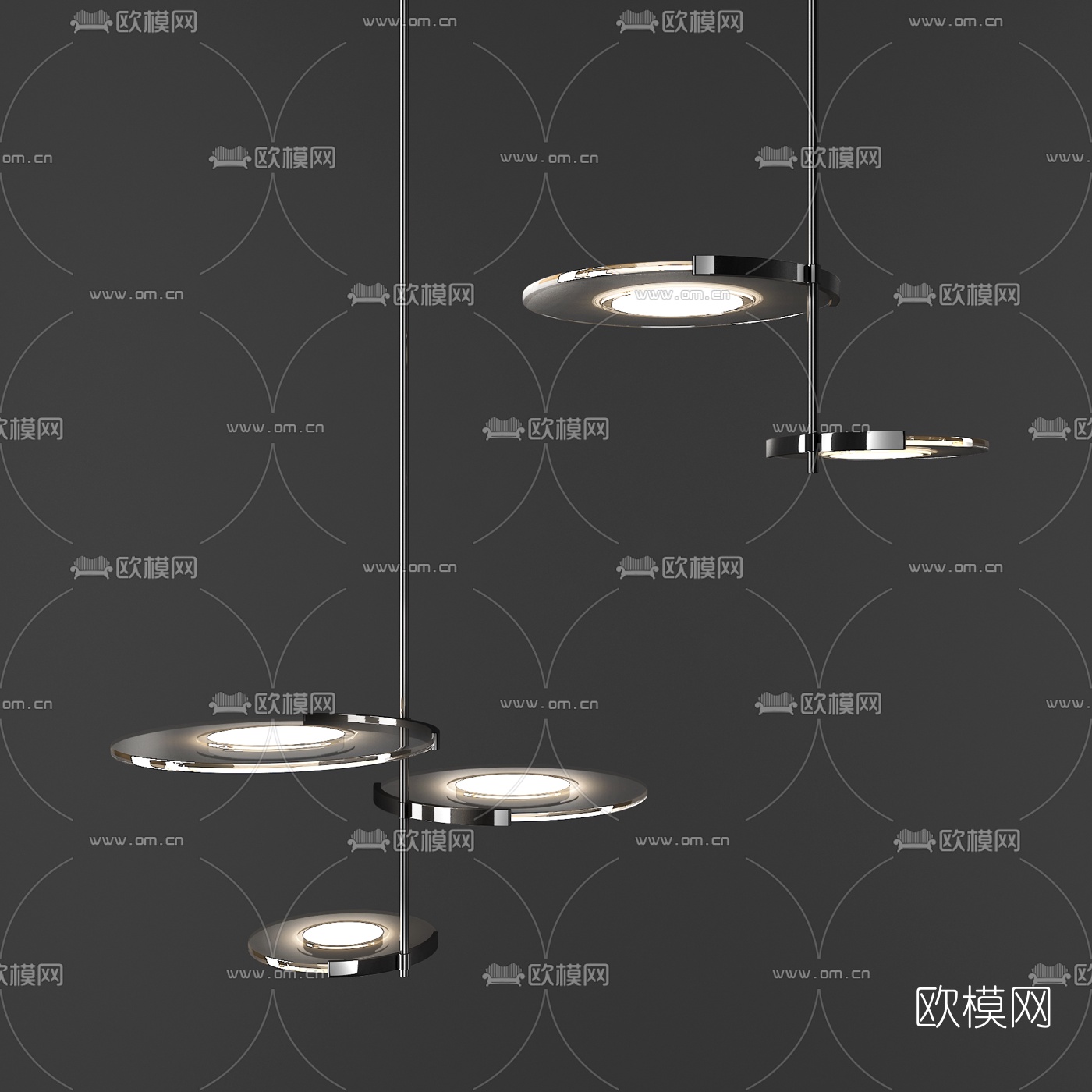 现代圆形金属吊灯3d模型