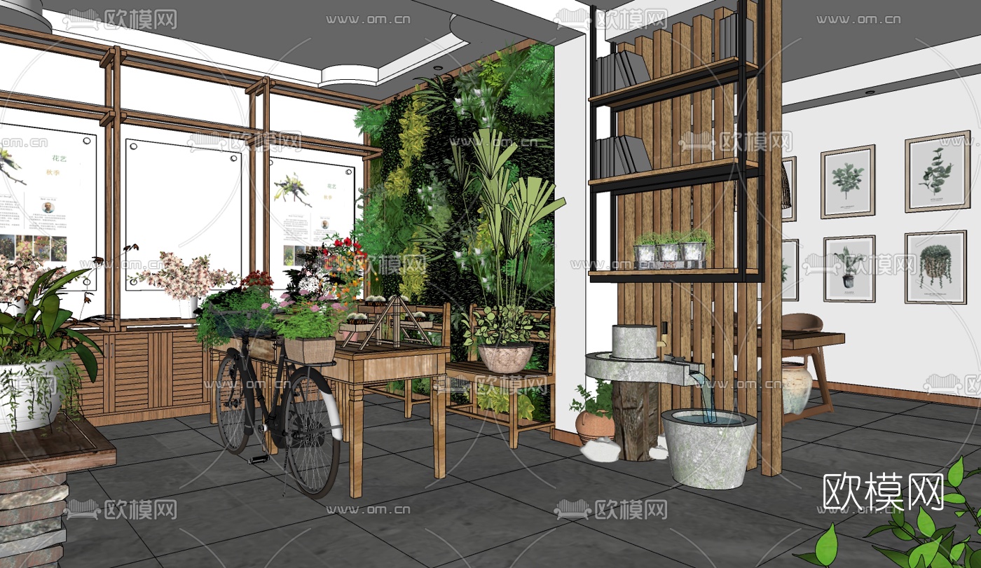 现代花店su模型
