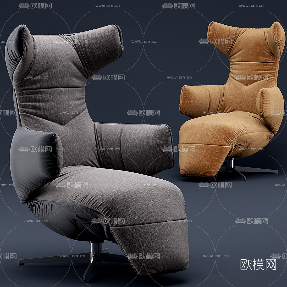 现代布艺休闲躺椅3d模型