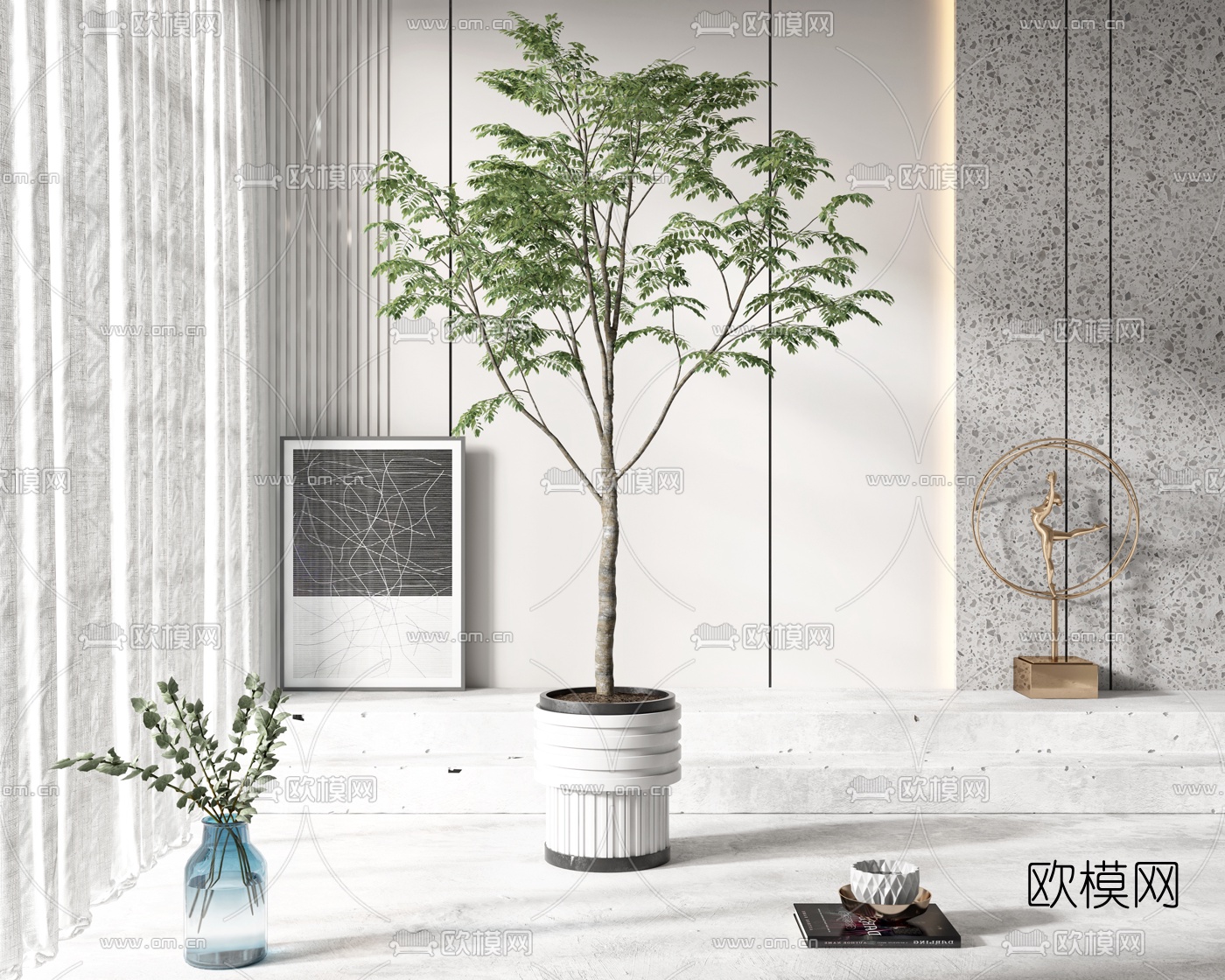 现代植物盆栽3d模型