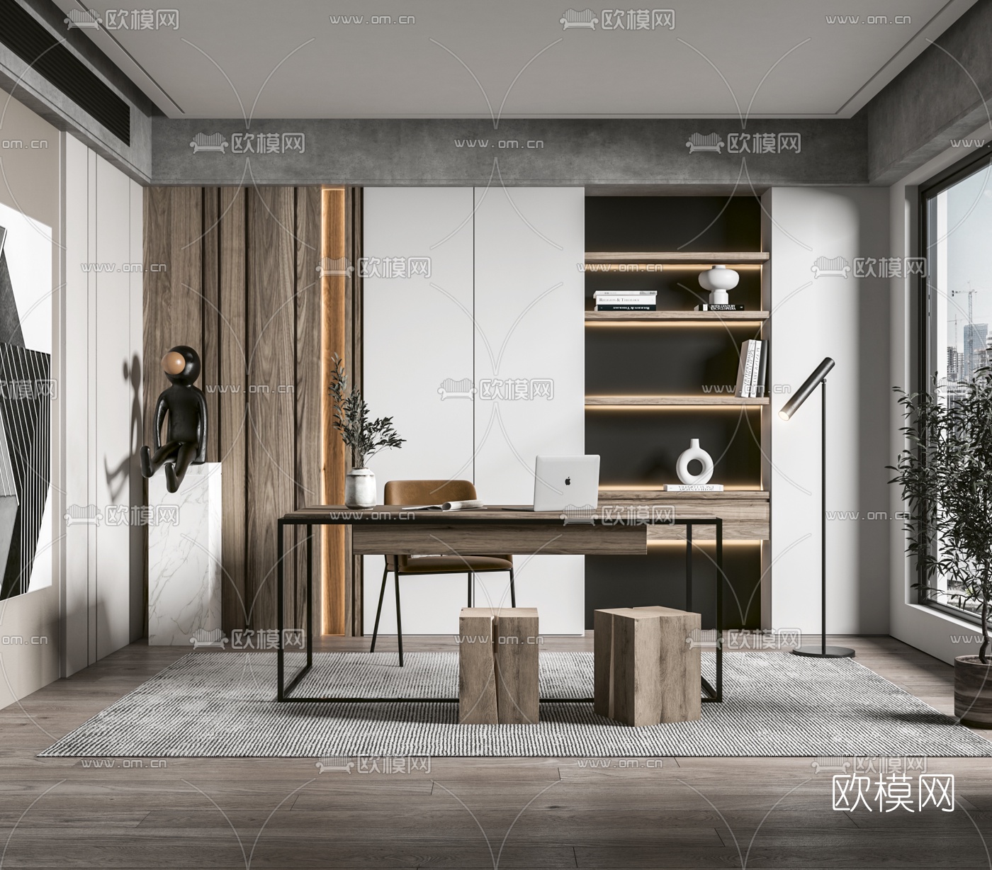 现代书房3d模型