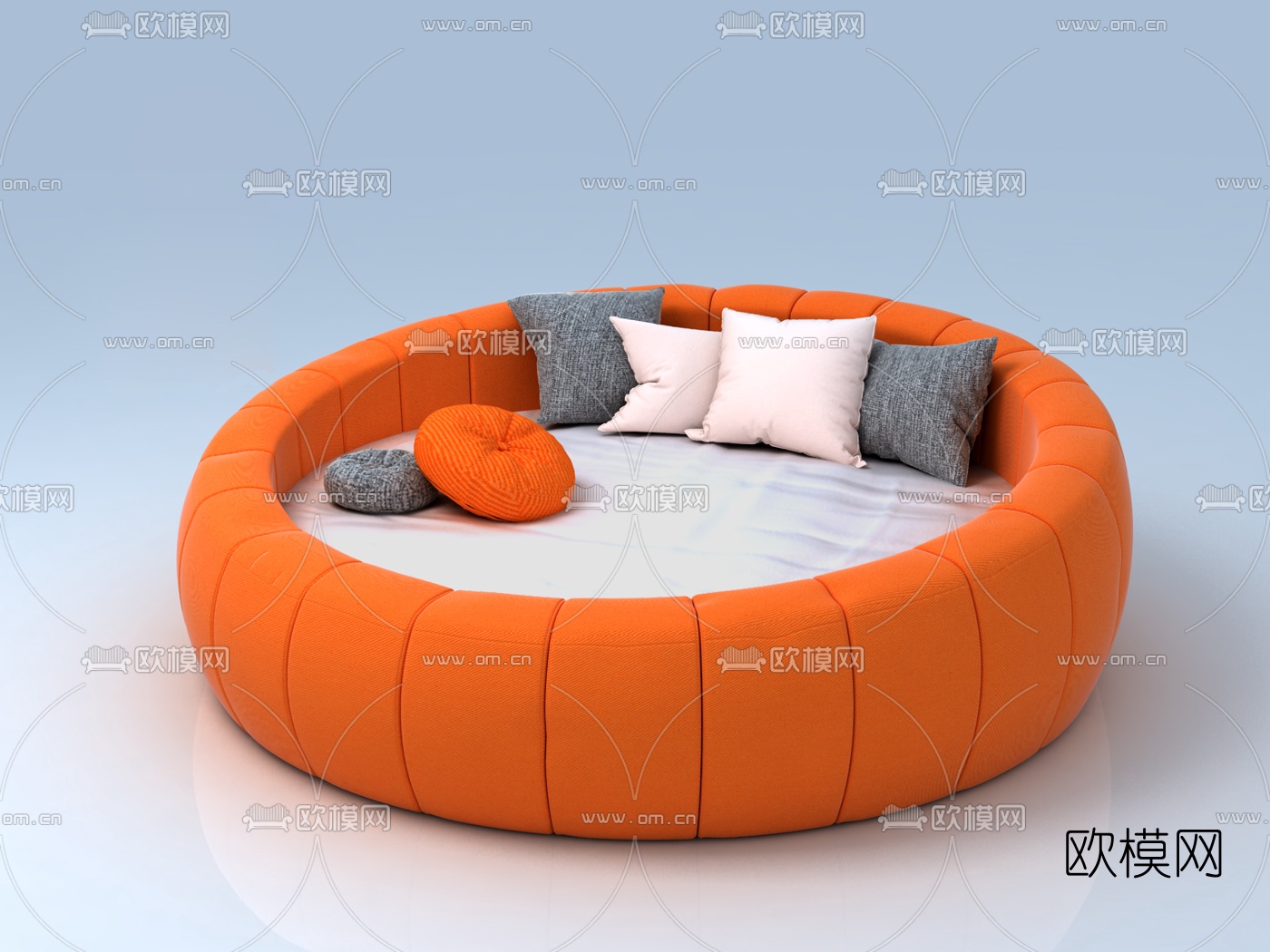 现代圆床南瓜床免费3d模型下载