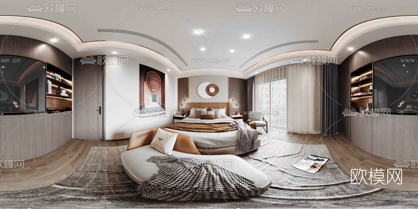 现代卧室cr全景3d模型