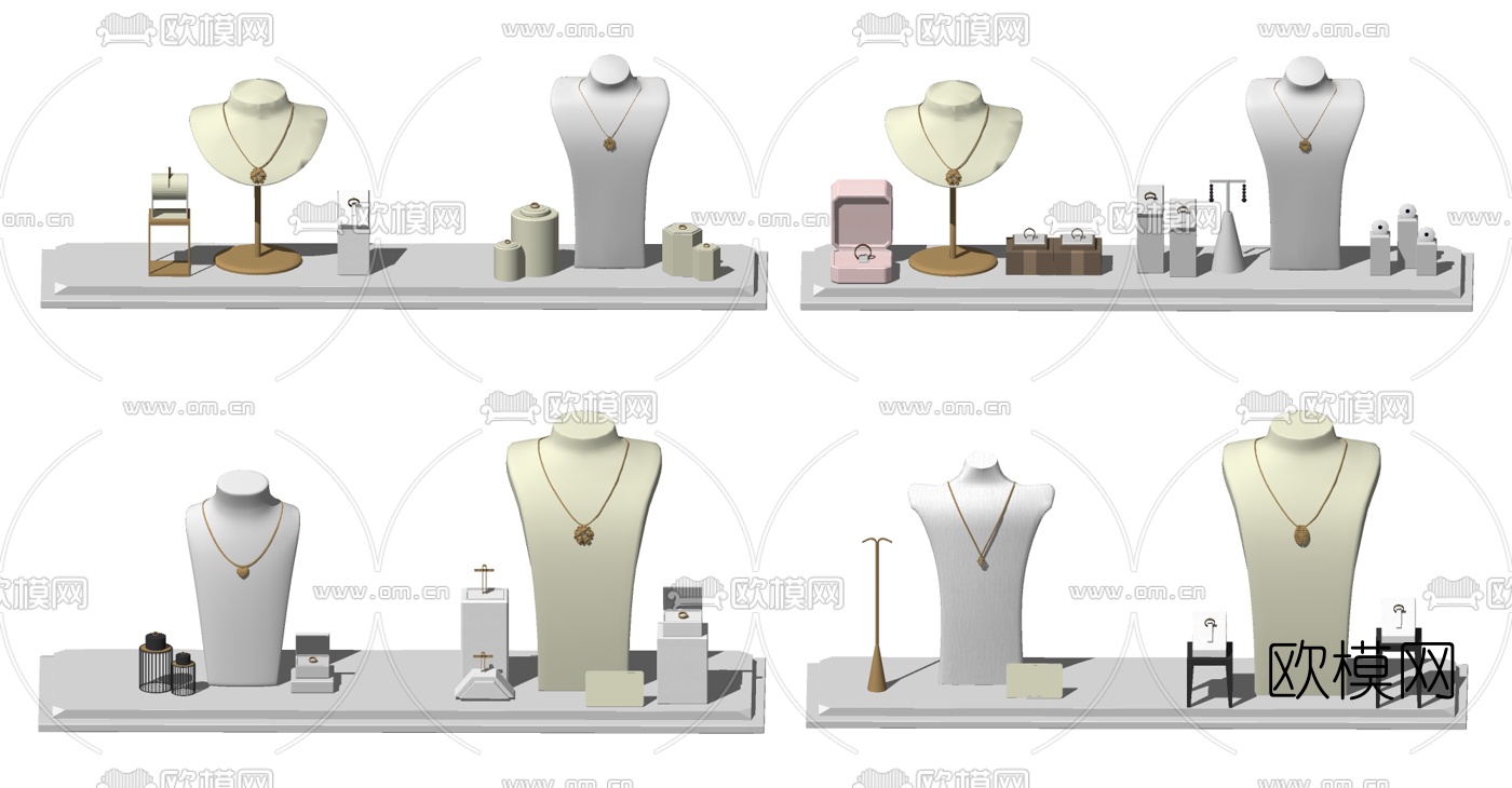 现代珠宝首饰项链su模型下载